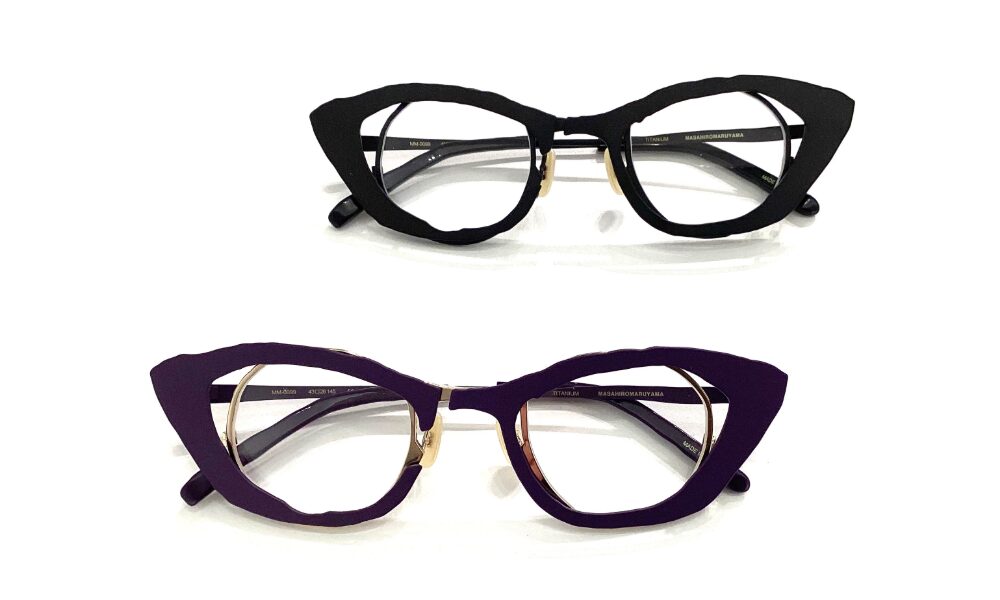 MASAHIROMARUYAMAのMM-0099。キャットアイ。ノートの端に何気なく描いた「いたずら書き」のような自由なラインが、フレームの上で踊ります。